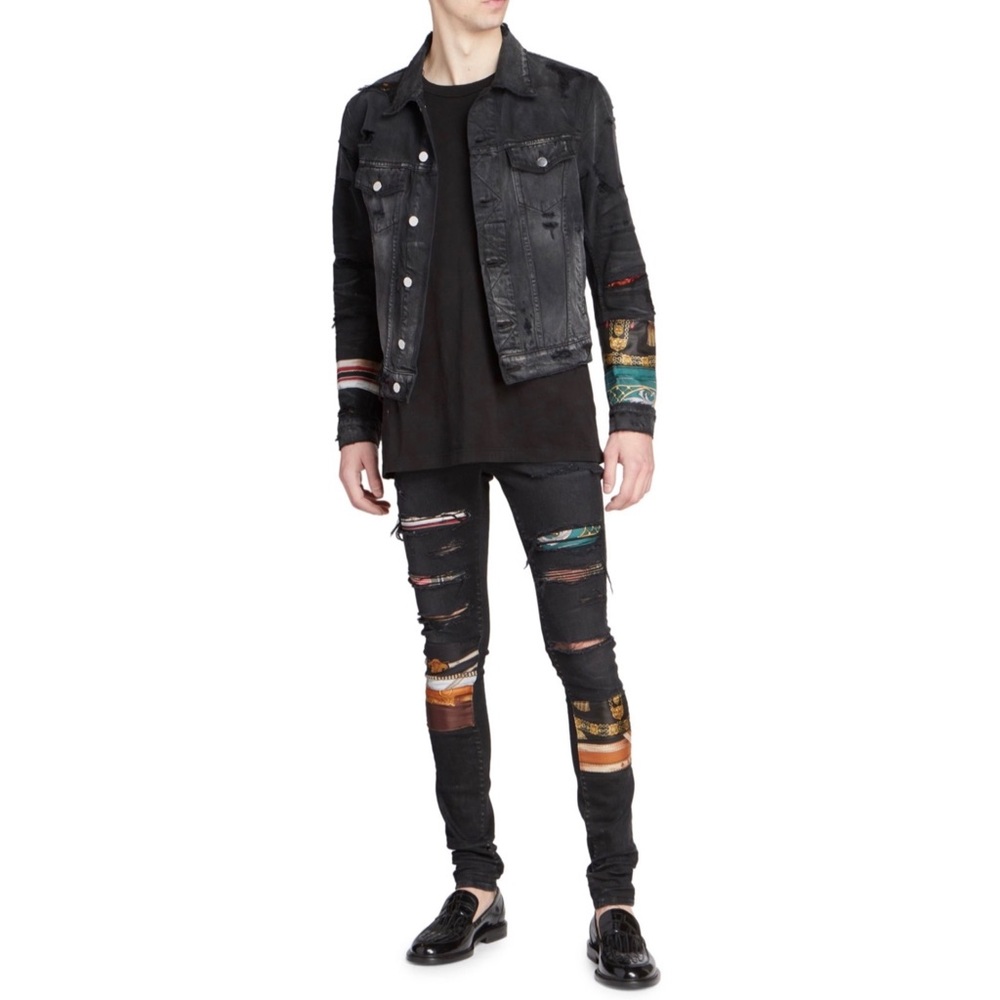 AMIRI BLACK SCARVES ART PATCH JEANS